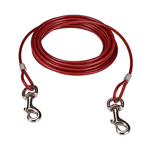 CtopoGo 10ft /16ft /33ft - Hund Tie Out Cables, Haustier Tie-Out Leinen, Tie-Out Kabel Heavy Duty Dogs Kettenleinen für Hunde bis zu 125 lbs, Haustiere führen für kleine/mittlere Größe (5m, Rot) von CtopoGo