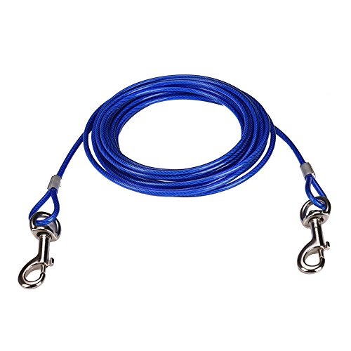 CtopoGo 10ft /16ft /33ft - Hund Tie Out Cables, Haustier Tie-Out Leinen, Tie-Out Kabel Heavy Duty Dogs Kettenleinen für Hunde bis zu 125 lbs, Haustiere führen für kleine/mittlere Größe (5m, Blau) von CtopoGo