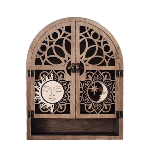 Ctwezoikmt Decor 4 Regale Naturholzregal Gothic Witchy Kristallvitrine für Wohnzimmer von Ctwezoikmt