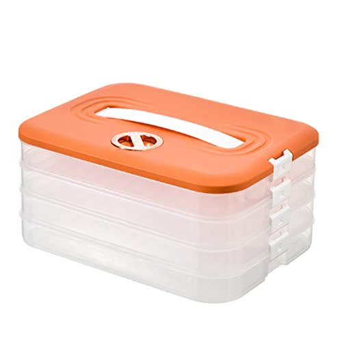 Ctwezoikmt Aufbewahrungsbox für Knödel, 4-lagig, stapelbar, Kunststoff, einfarbig, gefriergeeignet, 15 x 30,5 x 23 cm, Orange von Ctwezoikmt