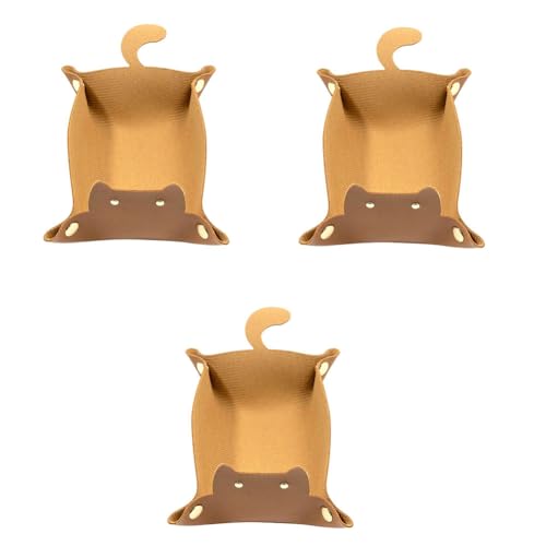 Ctwezoikmt Ledertablett in niedlicher Katzenform, Schmucktablett für Couchtisch, dekorativer Schreibtisch-Organizer, Auffangtablett, , langlebig, 3 Stück von Ctwezoikmt