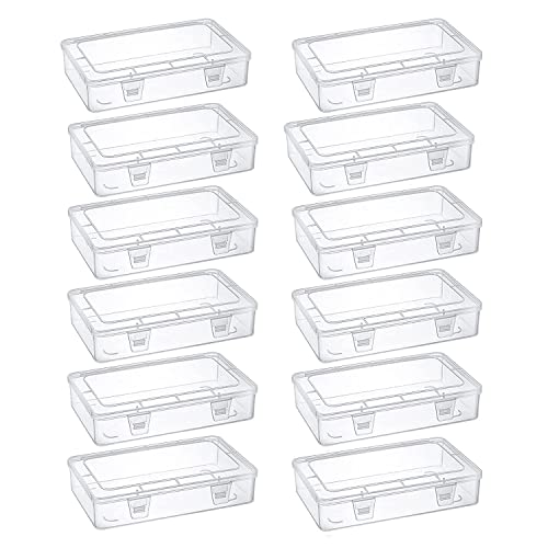 Ctwezoikmt Transparente Kunststoff-Aufbewahrungsbehälter, 20,3 x 12,7 x 4,4 cm, leere Scharnierbox, stapelbarer Organizer, 12 Stück von Ctwezoikmt