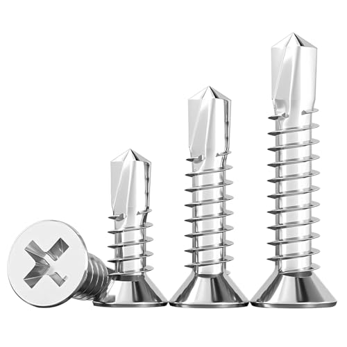 Ctyjia 100 Stück Selbstbohrende Schrauben, M4.2x13 mm Metallschrauben, Edelstahl Bohrschrauben, Kreuz-Senkkopfbohrer, für Gipskarton, Holz, Metall Ctyjia 100 Stück Selbstbohrende Schrauben, M4.2x13 mm Metallschrauben, Edelstahl Bohrschrauben, Kreuz-Senkkopfbohrer, für Gipskarton, Holz, Metall von Ctyjia