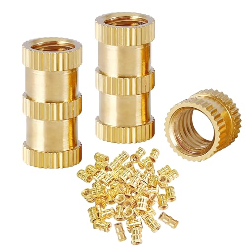 Ctyjia 100 Stück Gewindeeinsatz Mutter Einsätze, Innengewinde Gerändeltes, Messing Rändelmutter, für Kunststoffteile, M4 x 8mm x 6mm von Ctyjia