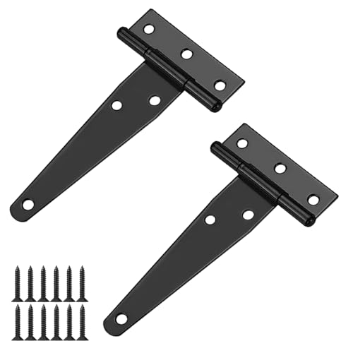 Ctyjia 2 Stück Schwarz T Scharnier, 4 Zoll (100mm) Gartentor Scharnier, Eisen T-Scharnier, mit Schrauben, Scharnier für Gartentore, Scheunentore, Schuppentore Ctyjia 2 Stück Schwarz T Scharnier, 4 Zoll (100mm) Gartentor Scharnier, Eisen T-Scharnier, mit Schrauben, Scharnier für Gartentore, Scheunentore, Schuppentore von Ctyjia