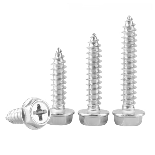 Ctyjia 20 Stück Selbstschneidende Sechskantschrauben, 304 Edelstahl Holzschrauben, Kreuzschlitz Blechschrauben für Kunststoff, Trockenbau, M4x8mm Ctyjia 20 Stück Selbstschneidende Sechskantschrauben, 304 Edelstahl Holzschrauben, Kreuzschlitz Blechschrauben für Kunststoff, Trockenbau, M4x8mm von Ctyjia