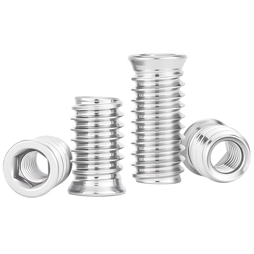 Ctyjia 25 Stück Gewindeeinsätze, M4 x 10mm Einschraubmutter, Verzinkter Karbonstahl, für Holzbearbeitungswerkzeug und Zubehör von Ctyjia