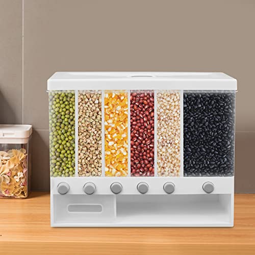 CuCummoo 6 Fächer Getreidespender Rice Dry Food Dispenser Rice Storage Container Reisvorratsbehälter Trockennahrungsspender Transparenten Behälter Küchen von CuCummoo