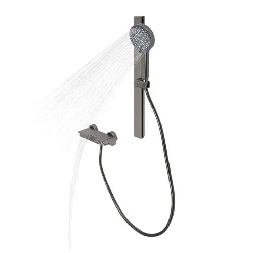 Duschsäule mit Handbrause mit Duschsystem mit Wandstange 3 Funktionen Badarmatur modern für Dusche und Wanne (Grau) von CuCummoo