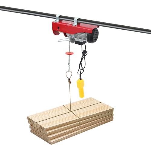 Elektrischer Kettenzug, 1300 W Elektrischer Flaschenzug, 800 kg Kapazität des Doppelkabels Hebezug Kettenaufzug aus Stahl, Hubhöhe 12m mit Wagen, Kettenzug Seilwinde für Fabriken von CuCummoo
