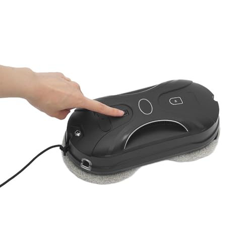 Fensterputzroboter, 3000 Pa Fensterreiniger Elektrisch, 2 Reinigungsmodi, mit Automatische Doppel-Sprühfunktion, Intelligente Navigation, Fernbedienung 80ML Wassertank für Glatte Oberflächen (schwarz) von CuCummoo
