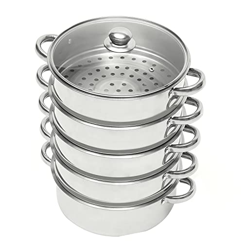5 Lagiger Dampfkocher Edelstahl Biodampfkocher mit Transparenter Glas-Deckel 26cm Edelstahldampfer Mantovarka Dampfkochtopf Induktion Kitchen 5 Lagiger Dampfkocher Edelstahl Biodampfkocher mit Transparenter Glas-Deckel 26cm Edelstahldampfer Mantovarka Dampfkochtopf Induktion Kitchen von CuCummoo