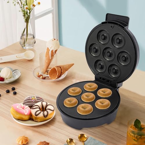 Mini-Donut-Maker,1000W Doughnut Maker für 7 Mini Doughnuts Antihaftbeschichtung für den kommerziellen oder privaten Gebrauch für Partys, Cafés und Teeläden SK-327 von CuCummoo