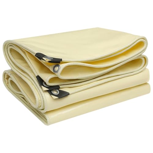 Beige wasserdichte PVC-Plane, strapazierfähige Plane, for Abdecken und Schützen von Autos, Holz und Baumaterialien(2x2m) von CuKLARYi