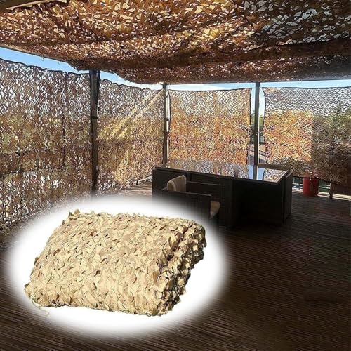 CuKLARYi Tarnnetz, 210D Beige Militär Outdoor Markise Camping Dekoration Camouflage Schattentuch, Jagd Thema Party Autoabdeckung Schutznetz(5.0x9.0m/16.4x29.5ft) von CuKLARYi