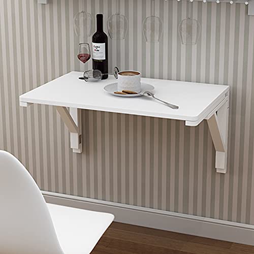 CuNtoHHH Klappbarer Wandschreibtisch für kleine Räume, weißes Holz | Klappbarer Küchen-Esstisch, Klapptisch, an der Wand montierter Eckcomputerschreibtisch, Arbeitstisch für das Home-Office, Hängetis von CuNtoHHH