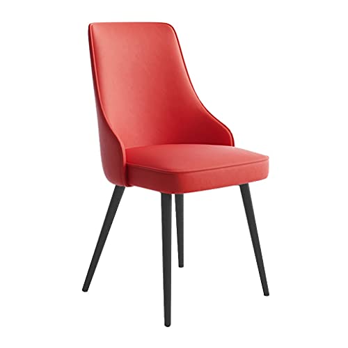 CuNtoHHH Küchen-Esszimmermöbel-Stühle, Küchen-Esszimmerstühle, wasserdichter PU-Leder-Seitenstuhl mit Metallbeinen, Küchen-Wohnzimmer-Lounge-Thekenstühle (Farbe: Rot, Größe: Schwarze Füße) von CuNtoHHH