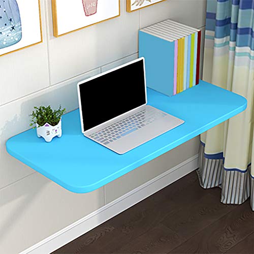 CuNtoHHH Laptop-Schreibtisch, quadratischer Klapptisch, an der Wand montierter, umklappbarer Tisch, klappbarer Holztisch, stabile, robuste Konstruktion, Klapptische für kleine Räume (blau) von CuNtoHHH