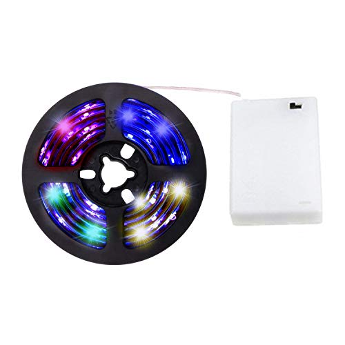 CuZiLe Batterie Leuchten RGB Streifen Fahrrad Licht 100cm LED RGB Strip Mehrfarbig Licht+ MINI Controller Alkaline Batterien Box Innenbeleuchtung von cuzile