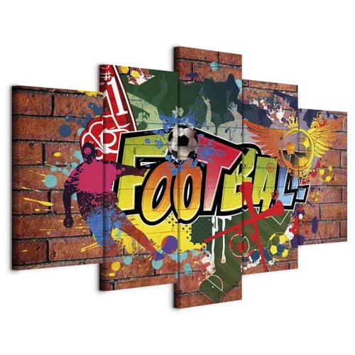 B&D XXL - Wandbilder XXL Fußball 200x100cm 5 tlg - Wand Deko Leinwand Bilder Groß Wanddeko Wohnzimmer Schlafzimmer Kunstdrucke - Grafitti Ziegeloptik bunt Straßenkunst 020105-18 B&D XXL - Wandbilder XXL Fußball 200x100cm 5 tlg - Wand Deko Leinwand Bilder Groß Wanddeko Wohnzimmer Schlafzimmer Kunstdrucke - Grafitti Ziegeloptik bunt Straßenkunst 020105-18 von Cuadros B&D XXL