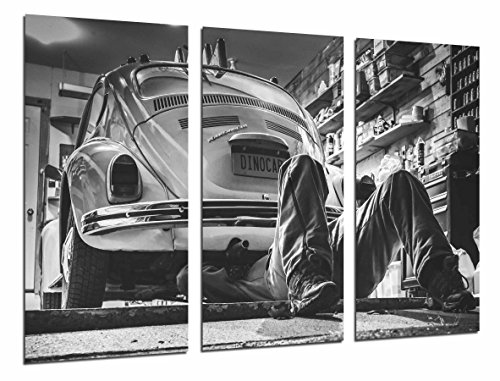 Wandbild - Oldtimer, Schwarz-Weiß-Käfer, 97 x 62 cm, Holzdruck - XXL Format - Kunstdruck, ref.26595 von Cuadros Cámara