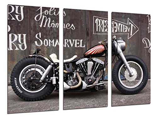 Wandbild - Weinlese-kundenspezifisches Motorrad, antikes Motorrad, 97 x 62 cm, Holzdruck - XXL Format - Kunstdruck, ref.26471 von Cuadros Cámara