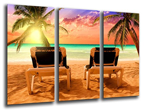 Wandbild - Landschaft Tropischer Strand Sonnenuntergang, 97 x 62 cm, Holzdruck - XXL Format - Kunstdruck, ref.26127 von Cuadros Cámara