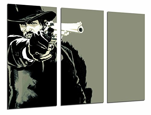 Wandbild - Bandit, Gunman Revolver Pointing, Schwarz und Weiß, 97 x 62 cm, Holzdruck - XXL Format - Kunstdruck, ref.26926 von Cuadros Cámara