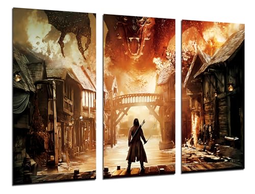 Cuadros Camara Kamerabild Set mit 3 dekorativen Wandbildern, Dekoration für Wohnzimmer, Schlafzimmer, Zimmer, Herr der Ringe, der Hobbit, (97 x 62 cm) von Cuadros Camara