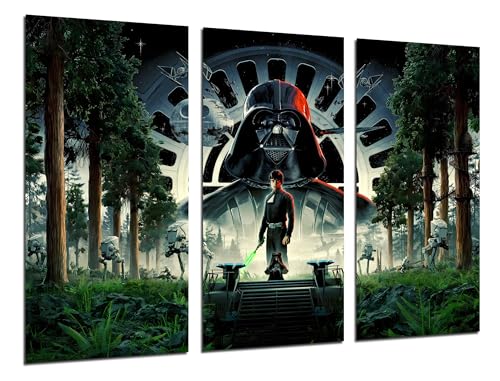 Cuadros Camara Kamerabilder, Set mit 3 Wanddekorationen, modernes Wohnzimmer, Schlafzimmer, Zimmer, Star Wars, Darth Vader, Anakin Skywalker, Obi Wan Kenobi, Luke Skywalker, 97 x 62 cm Cuadros Camara Kamerabilder, Set mit 3 Wanddekorationen, modernes Wohnzimmer, Schlafzimmer, Zimmer, Star Wars, Darth Vader, Anakin Skywalker, Obi Wan Kenobi, Luke Skywalker, 97 x 62 cm von Cuadros Camara