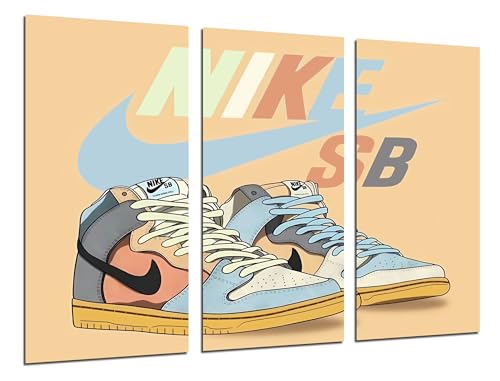 Cuadros Cámara Nike SB SkateBoard, 3-teiliges Wandposter, modernes Wohnzimmer, Schlafzimmer, Zimmer, Hausschuhe (97 x 62 cm) von Cuadros Camara