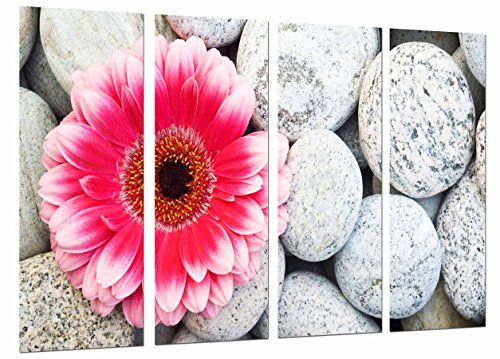 Wandbild - Minimalistisch, Zen Relax Stones Rose Blume, Fuscia Petals, 131 x 62 cm, Holzdruck - XXL Format - Kunstdruck, ref.27079 von Cuadros Cámara