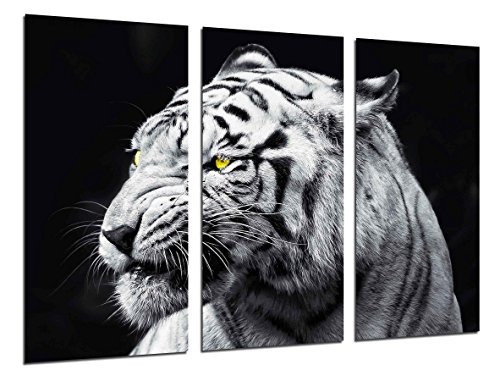 Wandbild - Wilde Tiere der Natur, weißer Tiger, 97 x 62 cm, Holzdruck - XXL Format - Kunstdruck, ref.26417 von Cuadros Cámara