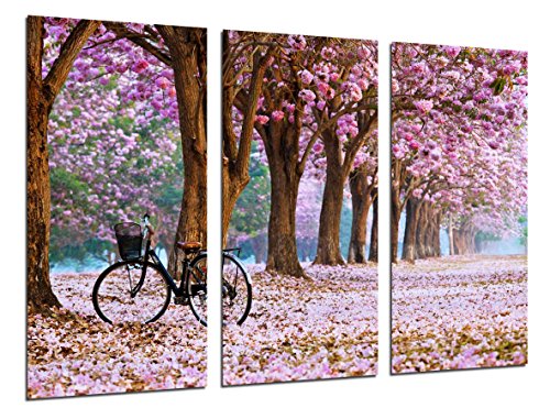 Wandbild - Weg-Wald im Herbst, Pfad der Blumen-Rosen, 97 x 62 cm, Holzdruck - XXL Format - Kunstdruck, ref.26469 von Cuadros Cámara