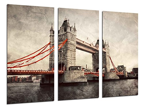 Wandbild - Weinlese-London-Landschaft, London-Brücke, Turm-Brücke, 97 x 62 cm, Holzdruck - XXL Format - Kunstdruck, ref.26503 von Cuadros Camara