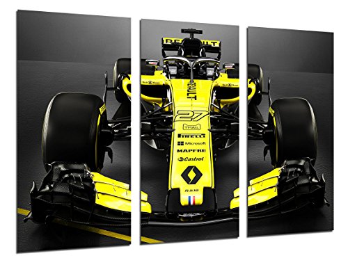 Wandbild - Formel 1 Auto,Renault R.S.18, Renault F1 2018, Carlos Sainz, Nico Hulkenberg, 97 x 62 cm, Holzdruck - XXL Format - Kunstdruck, ref.27107 von Cuadros Cámara