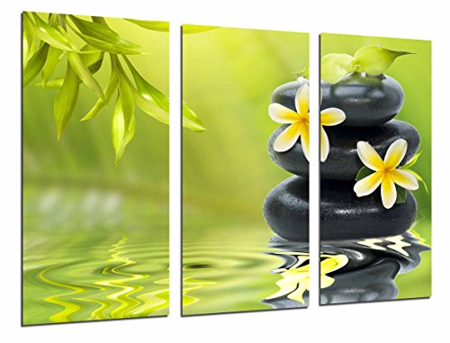 Wandbild - Zen Blumen, Steine ​​im Wasser, Budda Budha Relax, Grün, 97 x 62 cm, Holzdruck - XXL Format - Kunstdruck, ref.26923 von Cuadros Cámara