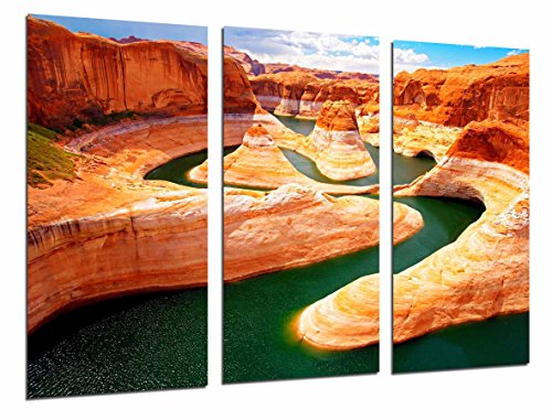 Wandbild - Großartige Fluss-Landschaft, Grand Canyon Colorado, Orange, 97 x 62 cm, Holzdruck - XXL Format - Kunstdruck, ref.26971 von Cuadros Cámara