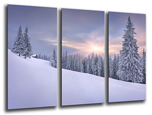 Wandbild - Winter Snowy Forest Landschaft, 97 x 62 cm, Holzdruck - XXL Format - Kunstdruck, ref.26092 von Cuadros Cámara