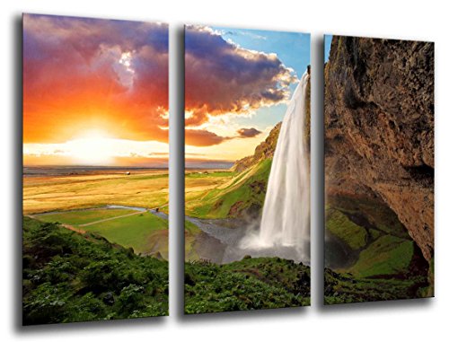 Wandbild - Wasserfall Landschaft, Natur, 97 x 62 cm, Holzdruck - XXL Format - Kunstdruck, ref.26062 von Cuadros Cámara