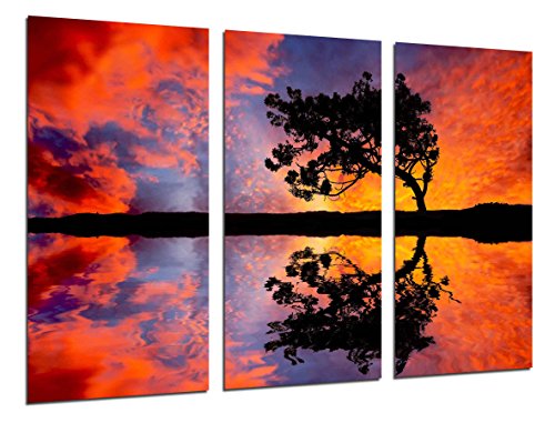 Wandbild - Landscape Sunset Lake, Baum im See, 97 x 62 cm, Holzdruck - XXL Format - Kunstdruck, ref.26468 von Cuadros Cámara