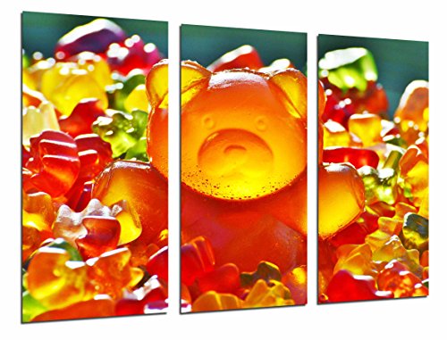 Wandbild - Tienda Groceries Gelee-Bohnen, süßer orange Bär, 97 x 62 cm, Holzdruck - XXL Format - Kunstdruck, ref.26999 von Cuadros Cámara