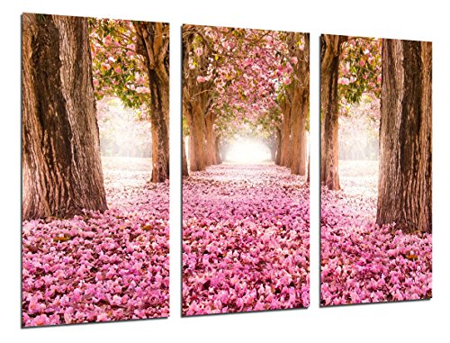 Wandbild - Waldweg, Blumen, Bäume, 97 x 62 cm, Holzdruck - XXL Format - Kunstdruck, ref.26254 von Cuadros Cámara