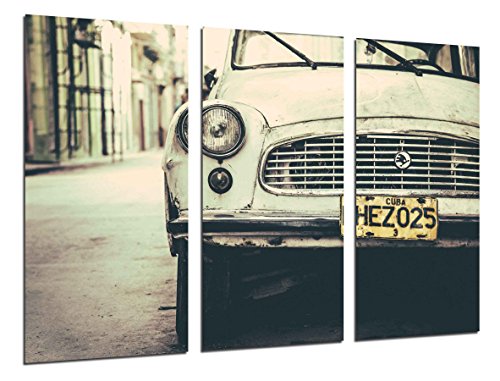 Wandbild - Altes Skoda-Auto, Kuba-Auto, Weinlese-Auto, 97 x 62 cm, Holzdruck - XXL Format - Kunstdruck, ref.26476 von Cuadros Cámara