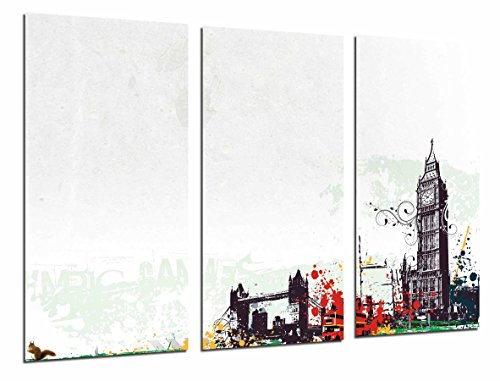 Wandbild - Stadt London, London, Big Ben, weißer Hintergrund, 97 x 62 cm, Holzdruck - XXL Format - Kunstdruck, ref.26834 von Cuadros Cámara