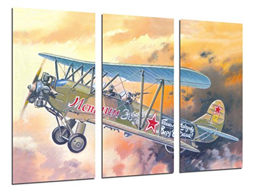 Wandbild - Luftfahrt, Zeichnungen, antike Flugzeuge, Kriegsebenen, 97 x 62 cm, Holzdruck - XXL Format - Kunstdruck, ref.26456 von Cuadros Cámara