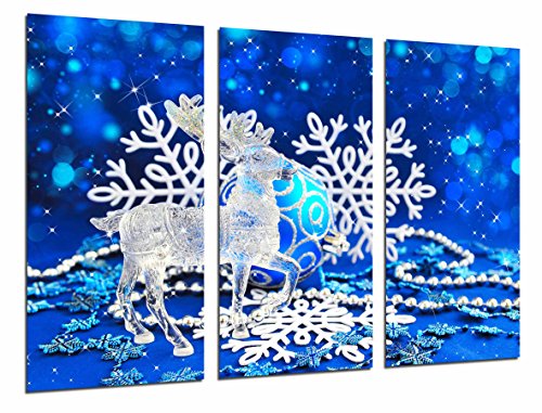 Wandbild - Weihnachten, Weihnachtsren-Weihnachten und Schneeflocken, blau, 97 x 62 cm, Holzdruck - XXL Format - Kunstdruck, ref.26993 Wandbild - Weihnachten, Weihnachtsren-Weihnachten und Schneeflocken, blau, 97 x 62 cm, Holzdruck - XXL Format - Kunstdruck, ref.26993 von Cuadros Cámara