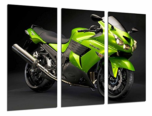 Wandbild - Moto Kawasaki Green, Straße, Biker, 97 x 62 cm, Holzdruck - XXL Format - Kunstdruck, ref.26691 von Cuadros Cámara