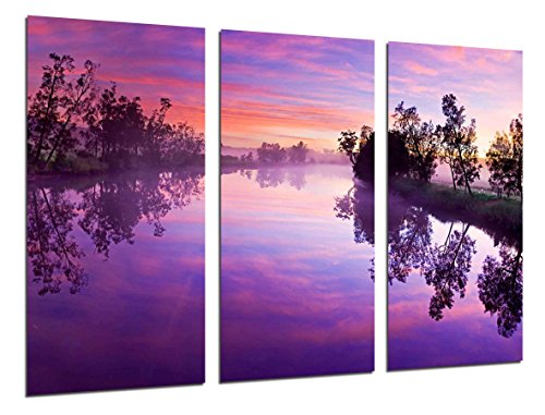 Wandbild - Landschaft Rio Natur Sonnenuntergang, 97 x 62 cm, Holzdruck - XXL Format - Kunstdruck, ref.26399 von Cuadros Cámara