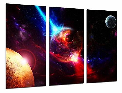 Wandbild - Explosion Planet, Raum, blau, rot, 97 x 62 cm, Holzdruck - XXL Format - Kunstdruck, ref.26699 von Cuadros Cámara